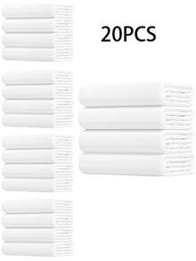 20/100条装白色一次性美容巾，30厘米 x 50厘米实用尺寸，满足多场景需求，柔软亲肤材质，不掉毛，吸水性强，使用方便！小巧便携，方便旅行，快速吹干头发，卫生卫生，方便酒店住宿，徒步露营
