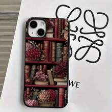 Fundas de imitación para phone con diseño de estantería color rojo vino y orificios grandes. Compatibles con phone 16 Pro Max, 16, 15 Pro, 14, 14 Plus/14 Pro Max, 13, 13 Pro, 12 Pro y 11/11 Pro. Regalos para cumpleaños y fiestas. - Negro - Ver 5