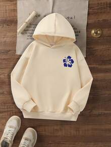 Teen Girl Letter-Printed Hooded Sweatshirt, Casual Hooded Sweatshirt, Suitable For Autumn And Spring, Girls' Clothing, Suitable For Various Occasions Such As School, Vacation, Shopping And Sports - Apricot - View 2