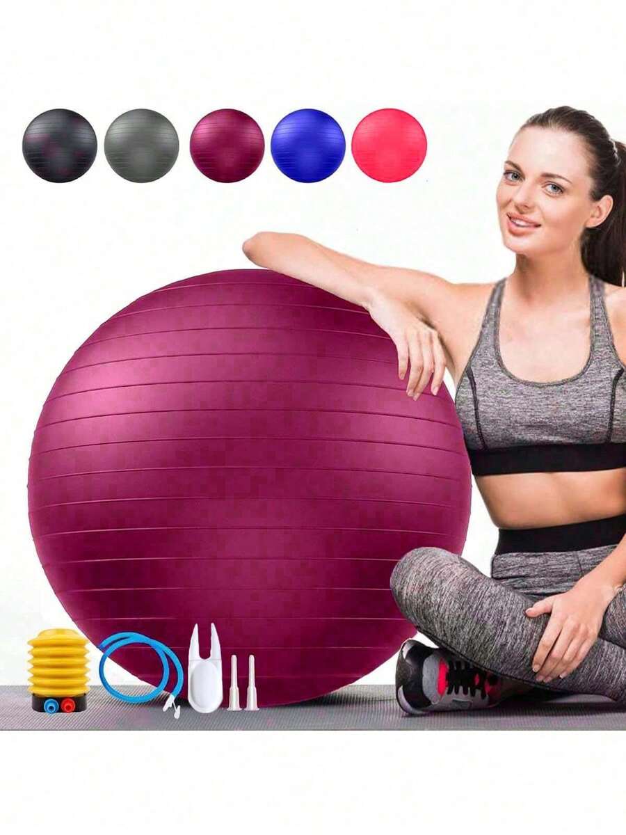 Yoga/Exercise Ball, 5 Size Options, Birthing Ball For Pregnancy, Physical Therapy, Balance, Stability, Fitness, Office Ball Chair, Includes Quick Pump, Multiple Colors - Red - View 1