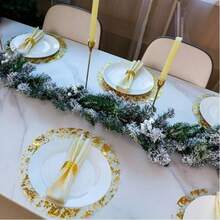 120 件优雅金色一次性餐垫 - 33*33 厘米，圆形涤纶桌垫，带闪亮网眼设计，适合婚礼、生日、节日 - 餐饮和家居装饰的理想选择，餐桌垫