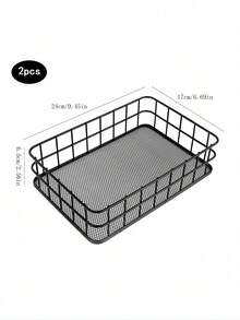 1/2 件铁丝网桌面收纳篮，创意金属收纳篮 - 金色 - 查看 18