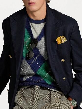 Vintage Rhombus Pattern Knitted Vest For Men, Autumn New Arrival