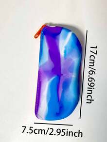 1 Pieza Estuche de gafas de contraste de silicona, gafas de sol, bolsa de gafas, bolsa de gafas de camuflaje, bolsa de almacenamiento de gran capacidad, bolsa de lápiz labial, monedero, bolsa para llaves, bolsa de almacenamiento de cable de datos, bolsa de mamá, bolsa de mano, patrón de color asimétrico, cada uno es diferente, adecuado para el hogar, el trabajo, las salidas, los viajes.