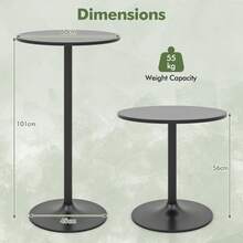 GOFLAME Round Bistro Table Set Of 2, Height Adjustable 40" Bar Height Cocktail Table Coffee Table With Metal Base, High Top Pub Table Snack Table For Home Bar, Dining Room, Cafe - Black - View 2