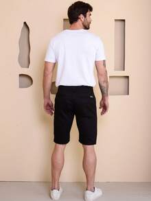 Bermuda de Sarja Masculina - Preto - Visão 6