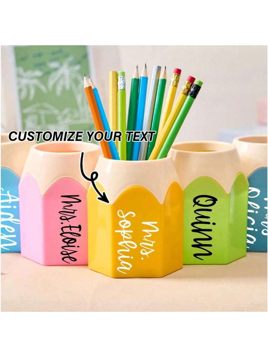 1 قطعة حامل أقلام شخصي للمكتب، ديكور للفصل الدراسي، منظم للمعلم في مرحلة ما قبل المدرسة، هدايا معلم مخصصة، هدايا عودة إلى المدرسة للمعلم، لوازم مدرسية، متعدد الوظائف، زخرفي، قابل لإعادة الاستخدام، حديث، ملون، جميل، عتيق، كرتوني، كاواييي، مخصص، شخصي، فريد، مخصص، للعمال، للعملاء، للطلاب، للأعمال/العمل/المكتب، للمدرسة