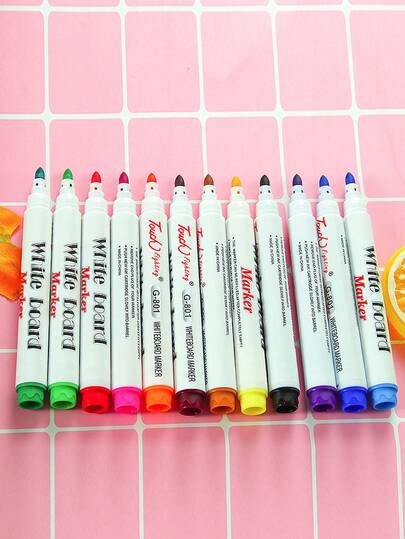 12pcs/Set Or 8pcs/Set Water Drawing Pens, 12 Colors Or 8 Colors Whiteboard Markers, Erasable Floating Pens, Suspended Pens, Highlighters