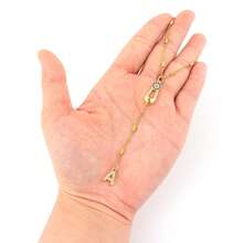 1pc New Classic Pin Initial Pendant Golden Stainless Steel Chain Necklace For Women - Yellow Gold - View 3