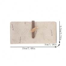 PRETTYZYS Beige Long Women's Wallet With Leaf Metal Buckle, Folding Zipper, Large Capacity Card Holder, Multi-Function Clutch Purse, Fashion Printed Ladies Handbag, Business Travel, Girl Gift, All Season, Daily, Back To School - Beige - View 4