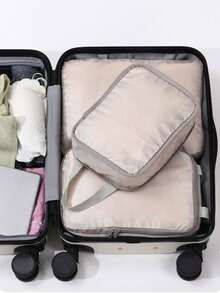 4 أكياس تخزين ضاغطة، مجموعة أكياس سفر مضغوطة مزودة بسحاب، منظمات أمتعة قابلة للتوسيع، مستلزمات سفر موفرة للمساحة، إكسسوارات للعطلات، مستلزمات غرفة السكن في الجامعة