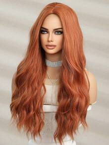 High Quality 26-Inch Figure-Eight Fringe Gradient Orange Long Curly Synthetic Heat-Resistant Fiber Wig Women's Wig Perfect For Holiday Party Everyday Wear - Orange - View 4