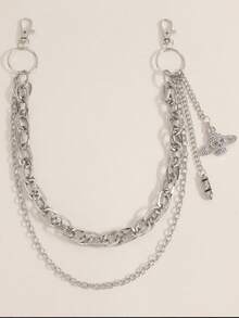 1 件时尚朋克风格复古水钻镶嵌星球骷髅子弹装饰裤链，百搭配饰，适合男士、派对、万圣节礼物