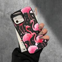 Estuches y cubiertas protectoras de imitación para teléfono con orificios grandes y un patrón de flamenco lavado con tinta, compatibles con las series 16 Pro, 16, 15 Pro, 14, 14 Plus, 14 Pro, 13, 13 Pro, 12 Pro y 11/11 Pro. Regalos Cumpleaños Y Celebraciones. - Blanco - Ver 5