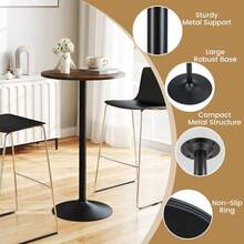 GOFLAME 2 PCS Round Top Pub And Bar Table Standing Bistro Table With MDF Top And Black Leg - Brown - View 7
