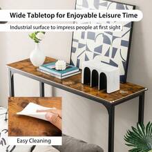 GOFLAME 120cm Bar Table Counter Height Table With Footrest - Brown - View 5