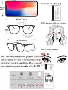 1 Classic Black Box Fashion Glasses, Retro High-Definition Polarized Glasses, Perfect Travel Accessory For Women, Transparent Lenses, Suitable For Reading, Gaming, TV, And Smartphone Use - Black - View 9