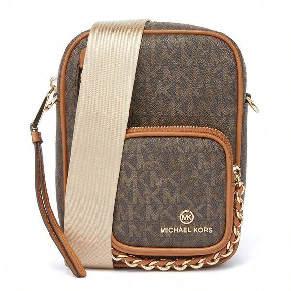 Michael Kors Bolso bandolera pequeño con monograma para mujer, marrón oscuro/marrón bellota, 32T2G5EC1B