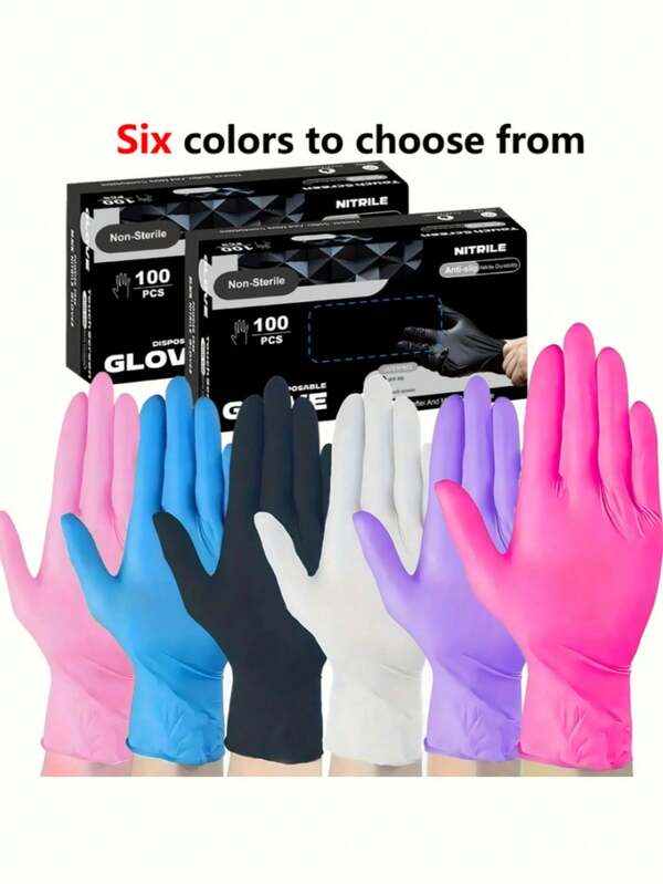 Gants jetables en nitrile noir imperméables, tailles S, M, L, sans latex, sans poudre, convenant pour la cuisine, la salle de bain, les toilettes, le salon, la coloration des cheveux, la coiffure, le nettoyage, le tatouage, la préparation des aliments, etc. - 50 pièces, fournitures de nettoyage pour la maison, la cuisine, les fêtes, Noël et le Nouvel An