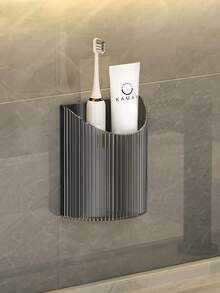 1 pieza Soporte de pared para cepillo de dientes para baño, organizador de ducha adhesivo para cepillo de dientes, cepillo de dientes eléctrico, pasta de dientes, afeitadora, pincel de maquillaje, cosméticos, cubeta adhesiva para pared para taza de pareja/familia
