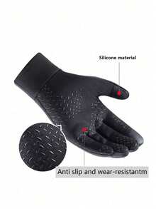 1 Pair Winter Warm Thermal Lined Gloves, Windproof Waterproof Anti-Slip Outdoor Cycling Gloves, Suitable For Children 14 Years Old And Above