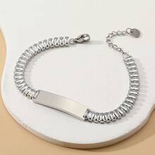 1pc Customized Engraved Stainless Steel Bracelet, Suitable As Gift For Friends, Couples, Family On Holidays - Multicolor - View 6