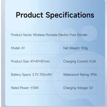 1pc Electric Foot Grinder, 3 Mode Options, Waterproof, 2 Replacement Heads, 750mAh Rechargeable Battery, Removes Calluses, Suitable As Christmas Gift Or Gift For Women