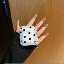 Apple Bluetooth Earphone Case Compatible With AirPods 1/2/3 & AirPods Pro/Pro2, Polka Dot Design, Semi-Transparent Matte Finish With Black Dots, Protective Case