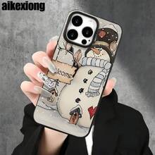 Fundas y carcasas protectoras con diseño de muñeco de nieve, con orificios grandes, compatibles con phone 16 Pro Max, 16, 15 Pro, 14, 14 Plus/14 Pro Max, 13, 13 Pro, 12 Pro, 11/11 Pro. Regalos para cumpleaños y fiestas. - Negro - Ver 7