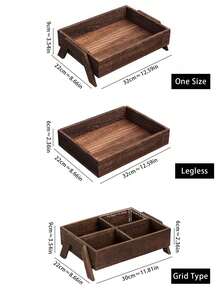 1pc Elegant Wooden Desktop Makeup Organizer Tray, Chinese Retro Style Table Top Storage Rack Travel Storage Organizer Sun Travel Cool, Room Decor - Brown - View 2