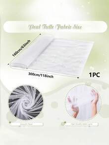 1 Stück weißer Perlen-Tüll-Tischläufer, Polyesterstoff, für Hochzeitsfeier, Bridal-Shower, Dessert-Tisch-Dekoration, Hintergrundvorhänge, Stuhlschleifen-Dekoration