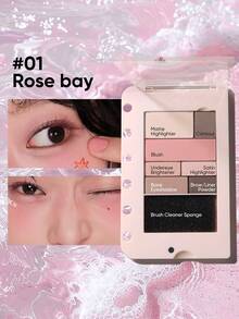 JUDYDOLL Sách trang điểm tự làm - Bảng phấn mắt, phấn má hồng, phấn tạo khối, kem che khuyết điểm, hộp phấn đa năng cho lớp trang điểm tự nhiên hàng ngày, có thể tùy chỉnh - 01 Rose Bay - Xem 4