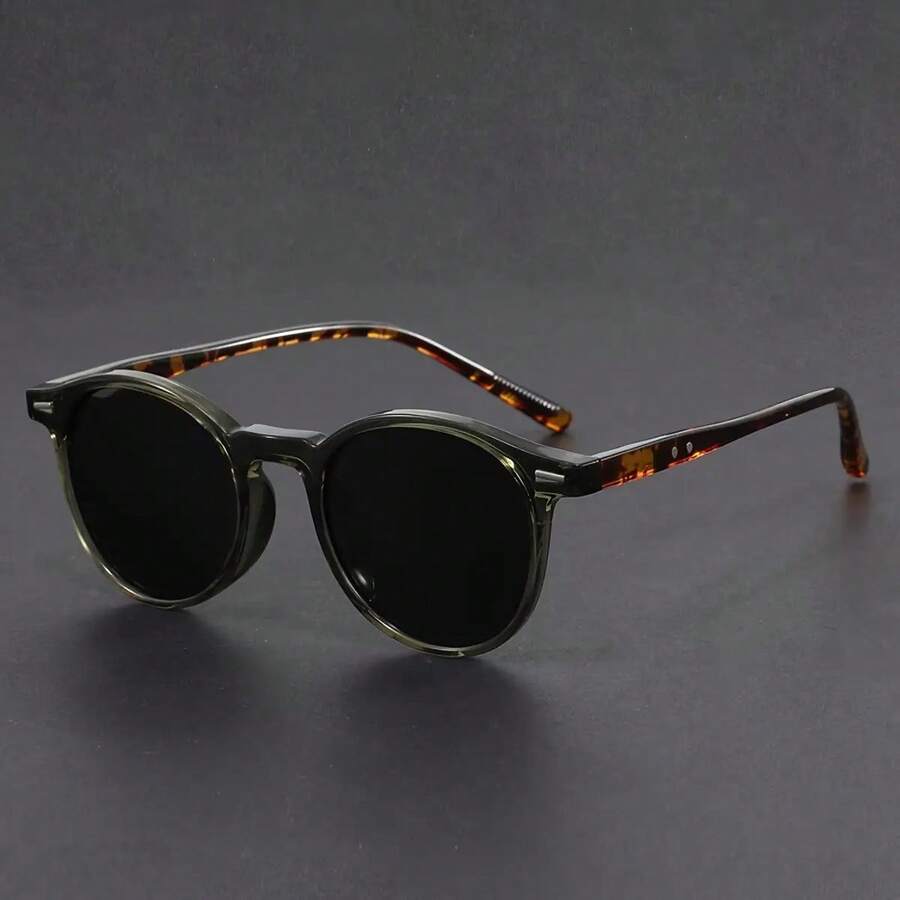 Men's And Women's TR90 Glasses - Retro Round Frame Non-Prescription Glasses, Lightweight And Durable PC Frame, Compatible With Prescription Lenses - Suitable For Daily, Formal, - Includes Box - Retro Modern Style, Formal Glasses, Fashion Frame, High-Quality Lenses, Unisex Frame, Fashion Shopper, Daily Glasses, Polygonal Design, Scratch-Resistant Lenses, Fashion Glasses, Fashion Shopper - 黑色 - 查看 1