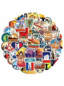 50/100 Stück Retro Reise Aufkleber, geeignet für Laptop Dekoration, wasserfestes PVC Material, Motorradhelm, Auto Aufkleber, Geschenkbox Dekoration, Etikett Aufkleber, Umschlag Versiegelung, Graffiti Aufkleber, Gitarre, Notizbuch, Gepäck DIY Dekoration