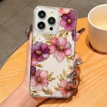 Funda protectora de precisión transparente con patrón de flor de peonía de TPU anti-caída para Apple  6/7/8/X/Xs/Xr/Xs Max/11/12/13/14/15/16Pro Max ZDP2 - Colores mixtos - Ver 2