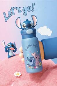 Disney Stitch Toy Straw Cup 400ml/13.53oz Stainless Steel Thermos Cup Portable Double-Wall Drinking Bottle Anime Cartoon Large Capacity Birthday Gift Creative Personalized Cup