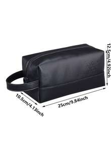 Bolsa de viaje impermeable para artículos de tocador para hombres, organizador de maquillaje portátil con cremallera, bolsos de mano con costura retro de PU, bolsa de aseo de gran capacidad para viajes de negocios