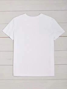 Heart Shaped Denim Pattern Women's Plus Size Sports Short Sleeve T-Shirt Fall Women Clothes - White - View 2