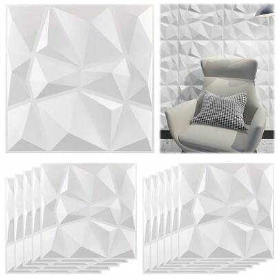 12Tlg 3D Wall Panels Gaming Zimmer Wand Deckel DIY 3D Optik Diamant 30 * 30 cm