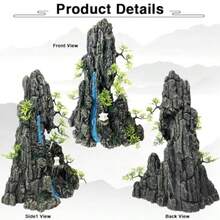 Aquarium Mountain View Stone Ornament Aquarium Rock Decor For Fish TankAquarium Decorations Extra Large And Tall Decoration For Fish Tank 13 Inches High - 灰色和綠色 - 查看 3
