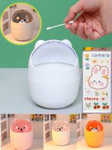 1pc Press-Top Mini Trash Can - Durable PP Material, Compact Desktop Waste Basket For Office, Bedroom, Living Room - Home Garbage Container With Lid For Return School Premium Simple Covered Trash Can, Fashionable White Wastebasket, Desktop Garbage Can With Lid For Living Room, Bedroom, Kitchen, Bathroom, Office