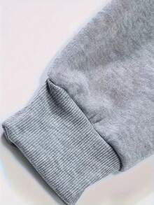 Sudadera con capucha y cordón ajustable con estampado de letras, chamarra con cierre completo y forro polar, abrigo con capucha, ropa deportiva para mujer - otoño e invierno - Gris Claro - Ver 5