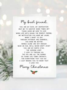 1pc Adorable Best Friend Christmas Card, Cute Poem Xmas Card For Him Or Her, Funny Merry Christmas Greeting For Bestie, Sister, Or Brother