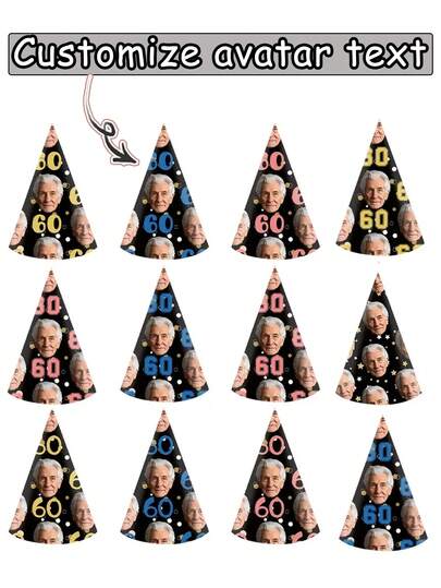 Cappelli da festa personalizzati per compleanni, cappelli da festa con foto personalizzata per decorazioni per feste di compleanno, design con età e foto personalizzati, accessori di carta per feste, decorazioni, cappelli con foto personalizzate per 21°, 25°, 40° compleanno, regali per matrimoni, accessori per matrimoni, regali per damigelle, regali di Natale, decorazioni natalizie, regali del Ringraziamento