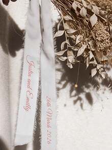 Personalized Wedding Bouquet Ribbon - Custom Name & Date Floral Tapestry For Bridal Showers, Birthdays, Graduations - Durable Polyester Event Decor With Elegant Design, Wedding Gifts For Guests, Celebration Accessory, Sophisticated Style, Highquality Craftsmanship