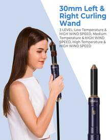 UKLISS 6-In-1 Blue & Gold Hot Air Brush Styler: Dry, Straighten, Curl & Volumize Hair Fast - Portable Travel Blow Dryer Brush For Smooth, Shiny Styles (3 Heat Settings) - Xem 5