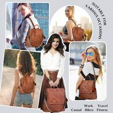 Women's Backpack Waterproof Anti-Theft Lightweight Available In 3 Colors: Pink, Black, And Brown. PU Fashion Travel Multi-Purpose Convertible Purse Crossbody Bag Handbag Women Small Backpack - Brown - View 5