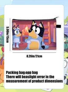 Bluey علبة أقلام وأدوات قرطاسية بتصميم الكرتون "بلوي"، علبة أقلام ذات طبقتين مزودة بسحاب، لوازم دراسية للكلية، علبة أقلام مريحة للحقيبة الظهر، حقيبة جميلة وأنيقة، حقيبة ظهر صغيرة، حقيبة ظهر كرتونية ممتعة للأطفال