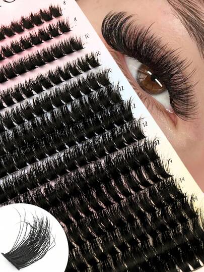 280 Clusters Of D-Curled Thick Eyelashes,European-American Natural 3D, Perfect Makeup Faux Mink Eyelashes ,Faux Mink Fibe,Faux Mink Fiber, Soft Cluster, Suitable For Beginners, Natural Look, Density Individual Lashes Extension For Makeup Tools, Create Natural & Dramatic Effect Faux Lashes For DIY At Home