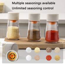 2个装两用定量盐罐调味盒厨房玻璃调味罐防潮密封盐罐调味罐分装瓶盐瓶